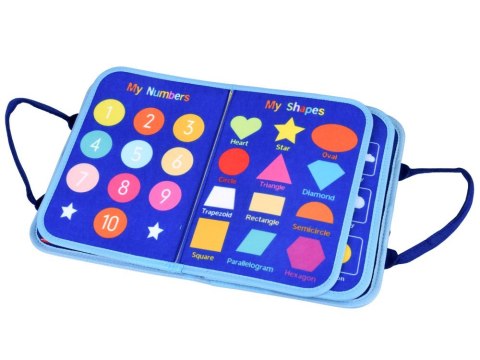 Materiałowa książeczka manipulacyjna edukacyjna + tablica markery ZA6024